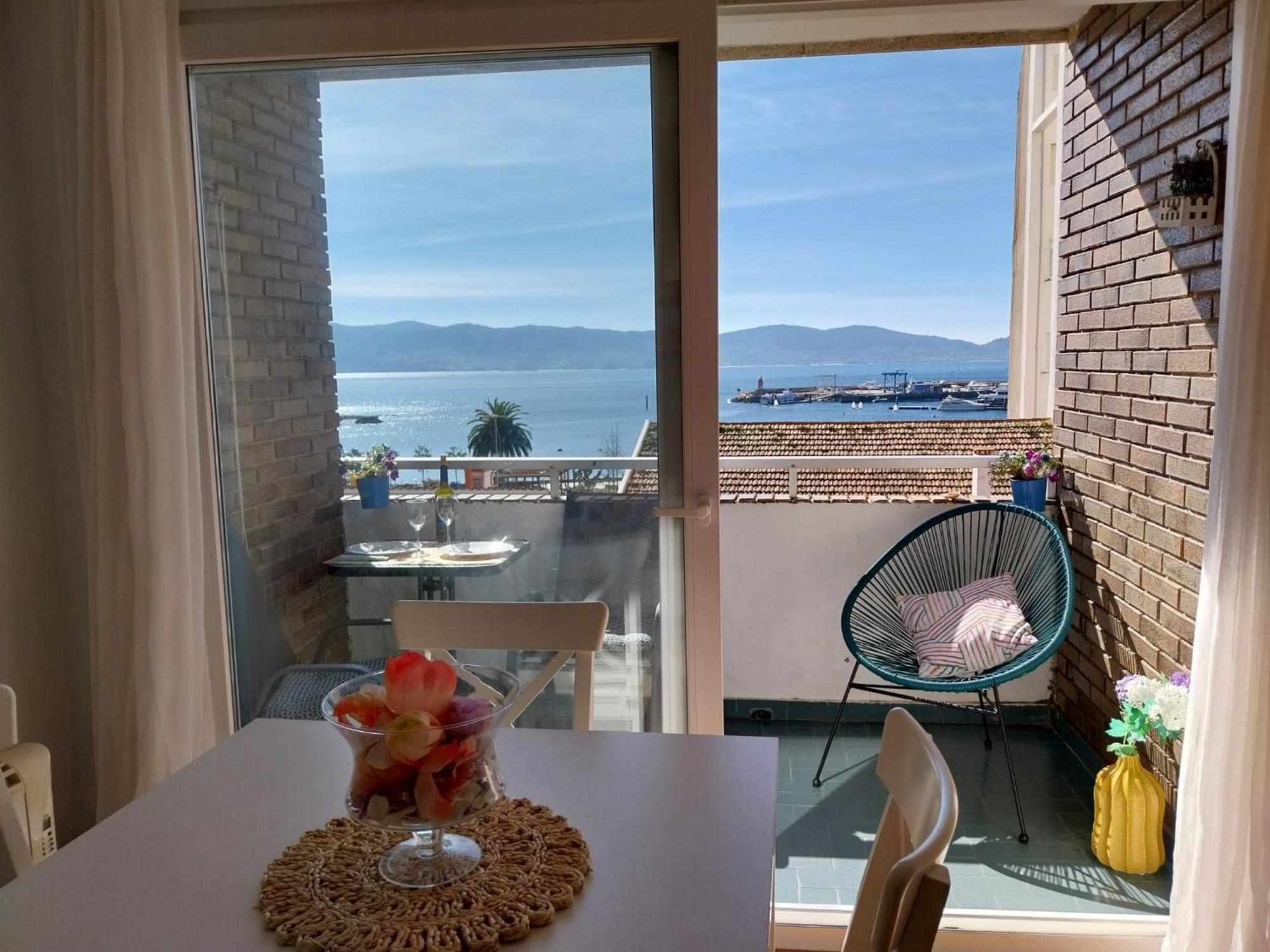 Vista Faro, Playa Panadeira Lägenhet Sanxenxo Exteriör bild